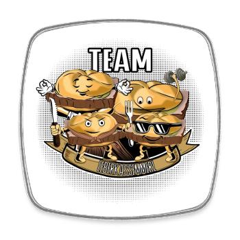 Team Leberkassemmel – Snack Squad! - Viereckiger Kühlschrankmagnet - Weiß - Vorne