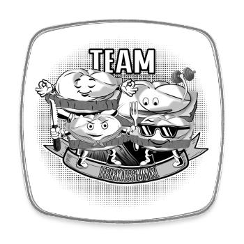 Team Leberkassemmel – Snack Squad! - Viereckiger Kühlschrankmagnet - Weiß - Vorne
