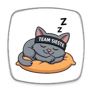 Team Sieste – Le Chat Roi de la Détente - Magnet carré - blanc - Devant