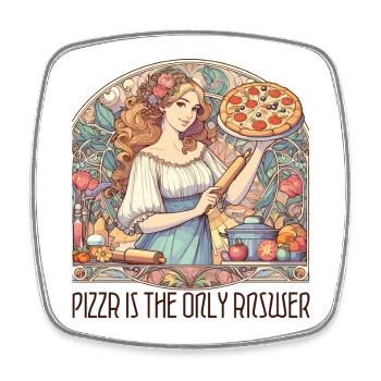 Pizza ist die einzige Antwort witzig Geschenk - Viereckiger Kühlschrankmagnet - Weiß - Vorne