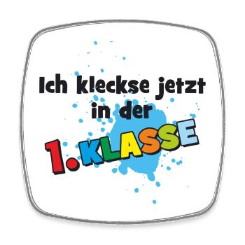 Ich kleckse jetzt in der 1. Klasse - Farbklecks  - Viereckiger Kühlschrankmagnet - Weiß - Vorne