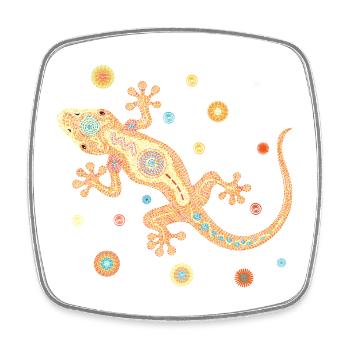 Mosaik-Eidechse – Farbenfrohes Tierdesign - Viereckiger Kühlschrankmagnet - Weiß - Vorne