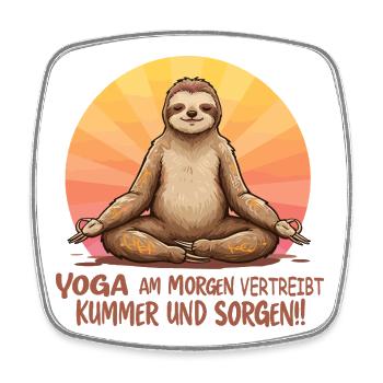 Faultier Yoga - Viereckiger Kühlschrankmagnet - Weiß - Vorne