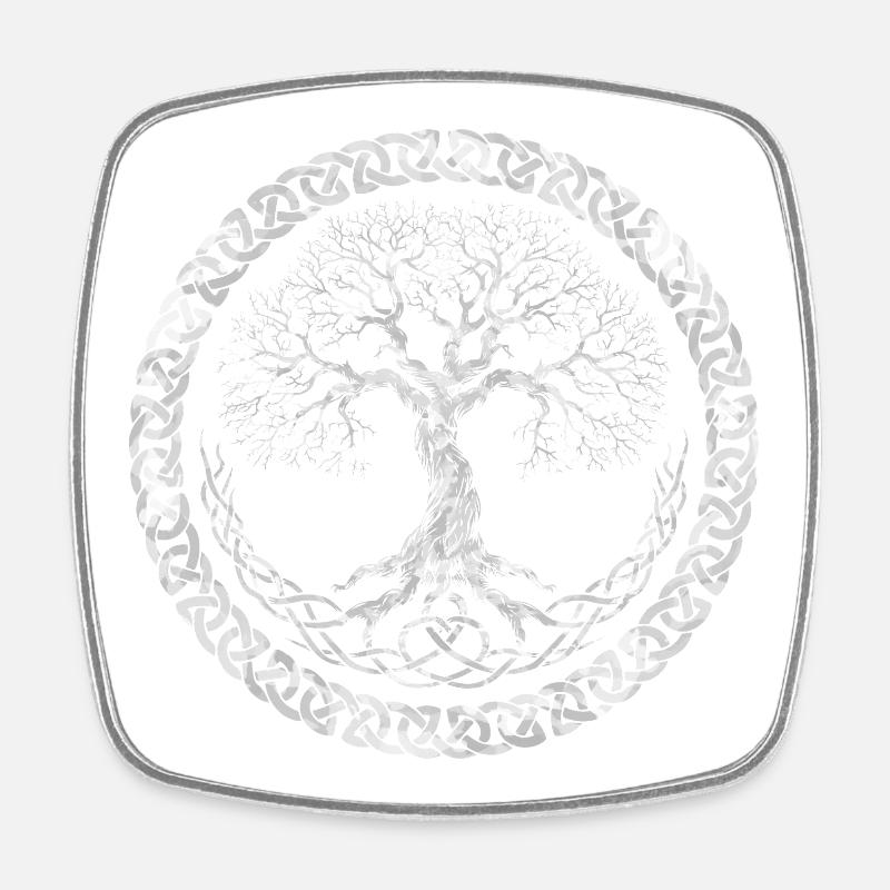 Yggdrasil Baum des Lebens - Viereckiger Kühlschrankmagnet - Weiß