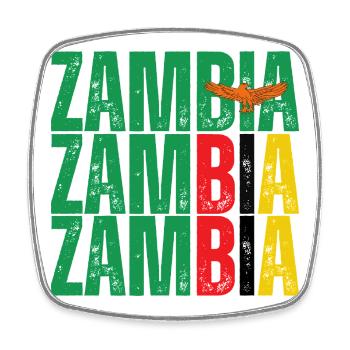 Sambische Flagge, ich liebe Sambia - Viereckiger Kühlschrankmagnet - Weiß - Vorne