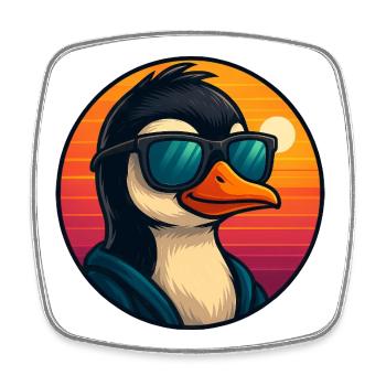 Cooler Pinguin Sonnenbrille Sommer Cartoon - Viereckiger Kühlschrankmagnet - Weiß - Vorne
