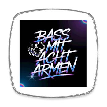 Bass MHF Acht Armen Neon Design - Viereckiger Kühlschrankmagnet - Weiß - Vorne