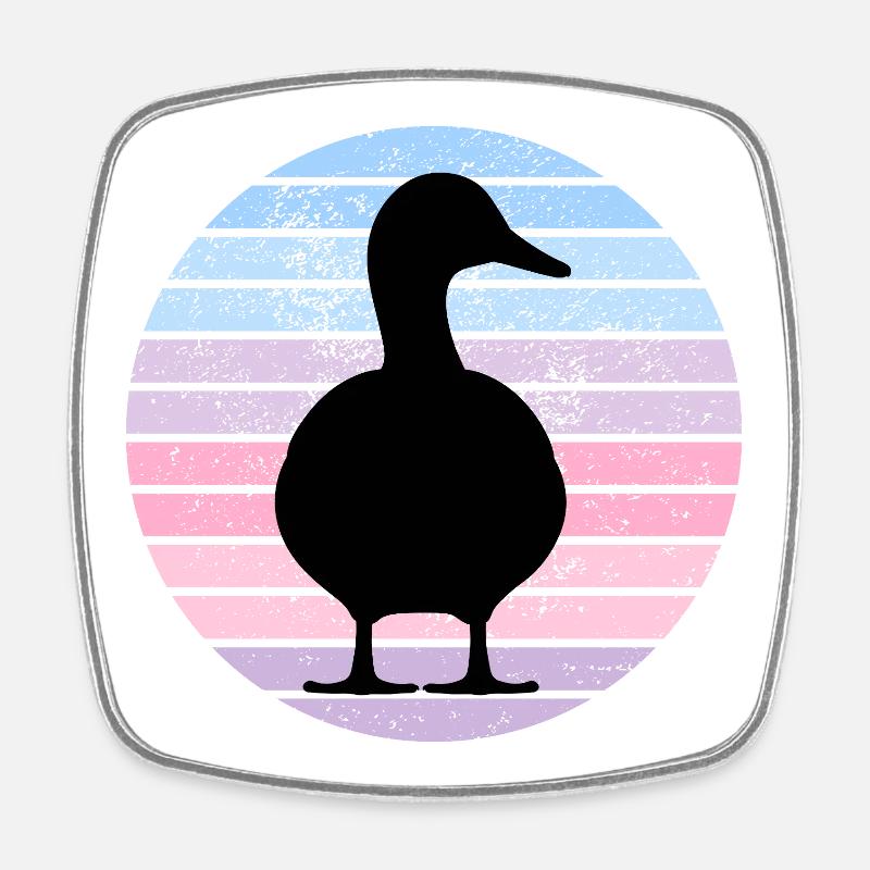 Vintage Duck - Viereckiger Kühlschrankmagnet - Weiß