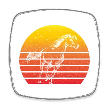 Pferd Motiv Retro Sunset - Viereckiger Kühlschrankmagnet - Weiß - Vorne