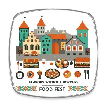 Street Food Festival - Viereckiger Kühlschrankmagnet - Weiß - Vorne