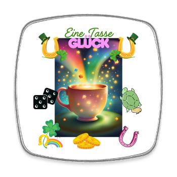 Eine Tasse Glück - Viereckiger Kühlschrankmagnet - Weiß - Vorne