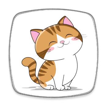 Süsse kleine Katze - Viereckiger Kühlschrankmagnet - Weiß - Vorne