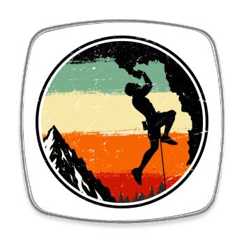Climber on Sunset Ridge Retro - Square fridge magnet - white - Front