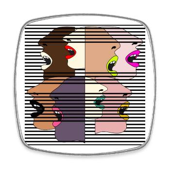 CRIS : LES FEMMES VOTENT DÉMOCRATIE - Magnet carré - blanc - Devant