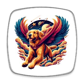 Super Dog Golden Retriever Goldie Wings Gift - Square fridge magnet - white - Front