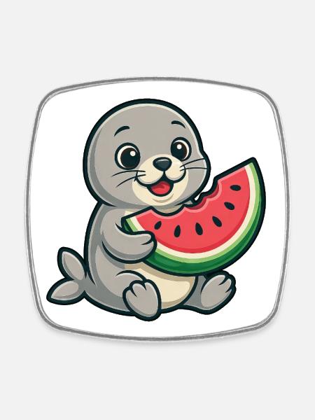 Melon de phoque Fruité d’été - Magnet carré - blanc