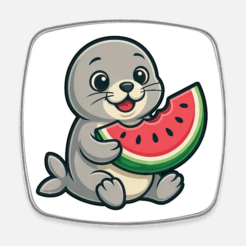 Melon de phoque Fruité d’été - Magnet carré - blanc