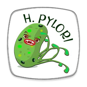 Helicobacter Pylori - Cartoon Gastroenterology - Square fridge magnet - white - Front