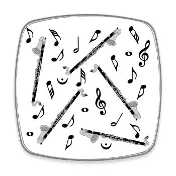 Notes de musique pour clarinette basse - Magnet carré - blanc - Devant