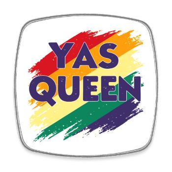LGBTQIA+ Gay Pride Yas Queen T-Shirt - Viereckiger Kühlschrankmagnet - Weiß - Vorne