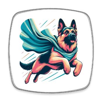 Super Dog German Shepherd Gift - Square fridge magnet - white - Front