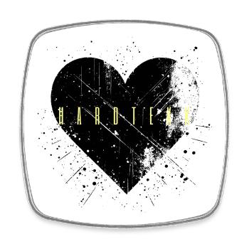 Hardtekk Hard Tekk Hardstyle Techno Heart - Square fridge magnet - white - Front