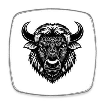 Tête de bison - Magnet carré - blanc - Devant