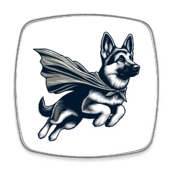 Super Dog German Shepherd Cape Gift - Square fridge magnet - white - Front