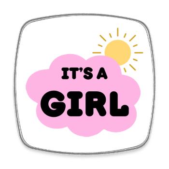 It S A Girl, Baby Pregnancy Revelation Pink Cloud - Square fridge magnet - white - Front