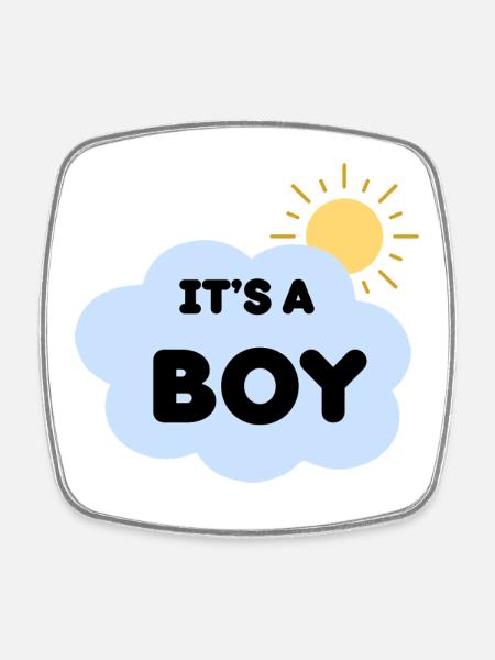 Announcement Birth Boy Cloud Sun it's a Boy - Square fridge magnet - white