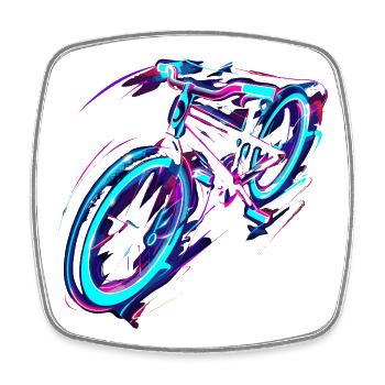 Bicycle Vaporwave - Square fridge magnet - white - Front