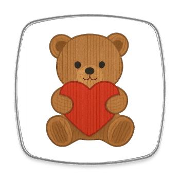 Teddybär mit Herz - Viereckiger Kühlschrankmagnet - Weiß - Vorne