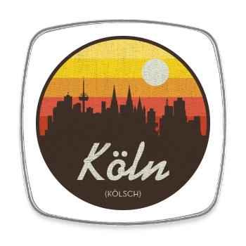 Vintage Cologne – Skyline - Kölsch - Magnet carré - blanc - Devant