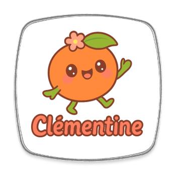Gift for Clementine, kawaii fruit - Square fridge magnet - white - Front