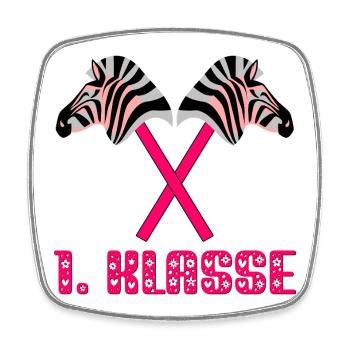 Steckenpferd Einschulung 1. Klasse - Hobby Horsing - Viereckiger Kühlschrankmagnet - Weiß - Vorne