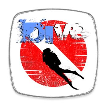 American Diver Down Flagge - Viereckiger Kühlschrankmagnet - Weiß - Vorne