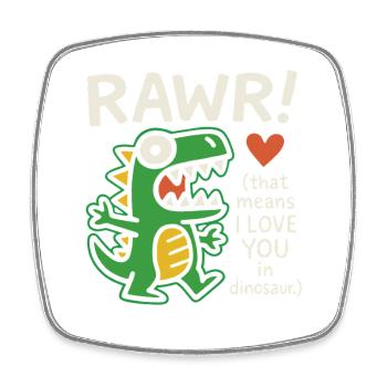 Niedliches Dinosaurier Liebe T-Shirt Design - Viereckiger Kühlschrankmagnet - Weiß - Vorne