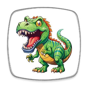Cartoon tyrannosaurus rex roaring on white back - Square fridge magnet - white - Front