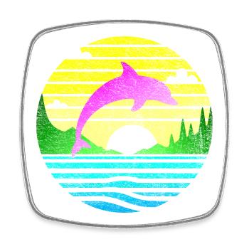 Springender Delfin 2 - Viereckiger Kühlschrankmagnet - Weiß - Vorne