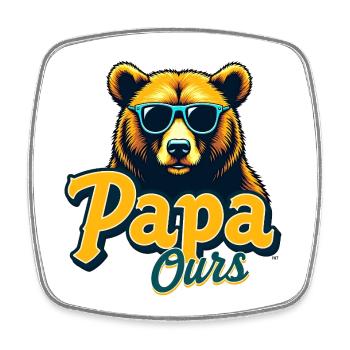 Papa Ours Lunettes Retro - Viereckiger Kühlschrankmagnet - Weiß - Vorne