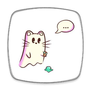 Ghost Cat Drops - Oops - Square fridge magnet - white - Front
