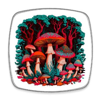 Fantasievolle Pilzwelt im Wald - Viereckiger Kühlschrankmagnet - Weiß - Vorne