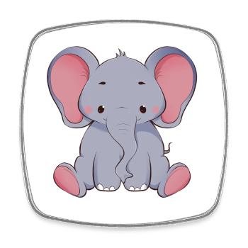 Elefant - Viereckiger Kühlschrankmagnet - Weiß - Vorne