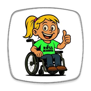 Lolla modèle d’utilisateurs de fauteuils roulants. Fauteuil roulant # - Magnet carré - blanc - Devant