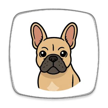 Bouledogue français - Magnet carré - blanc - Devant