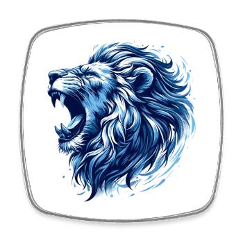 Lion Roars Blue Accents Lion Head Strong Gift - Square fridge magnet - white - Front