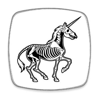 Einhorn‑Skelett – Schwarze Vektor‑Anatomie - Viereckiger Kühlschrankmagnet - Weiß - Vorne