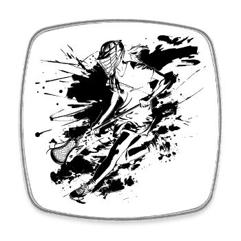 Lacrosse player graffiti - Square fridge magnet - white - Front