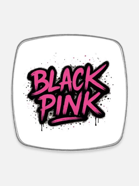 Black pink - Square fridge magnet - white