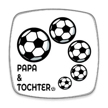 Vatertag Papa Tochter Fussball - Viereckiger Kühlschrankmagnet - Weiß - Vorne